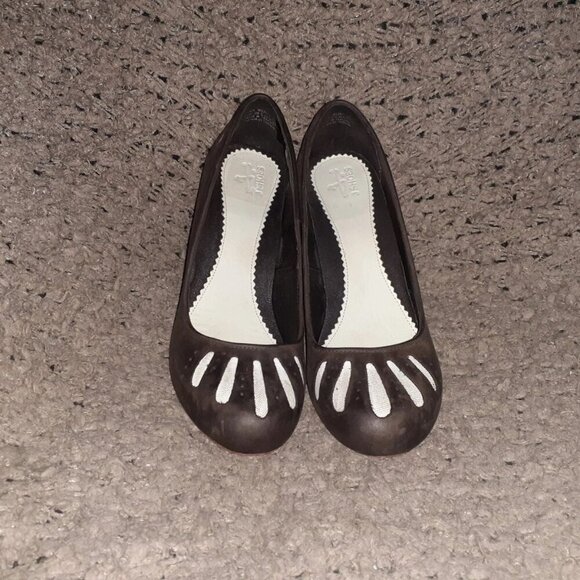 J SHOES-Fever-Brown Leather-Cream Canvas Cutout Pump-Pin-Up-Sz 9-Near Mint - Picture 3 of 7